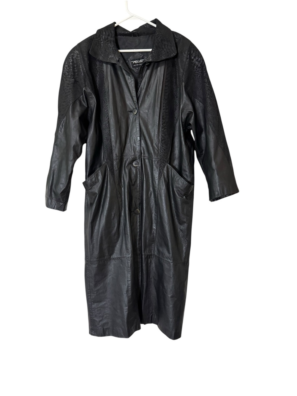 Pelle New York Milano Leather Trench Coat Women Size Medium Textured Vintage